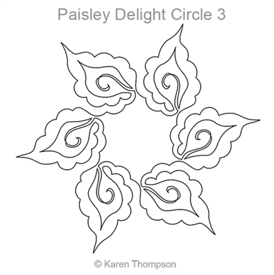 Digital Quilting Design Paisley Delight Circle 3 by Karen Thompson.