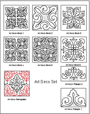 Digital Quilting Design Art Deco Set by Karen Thompson.