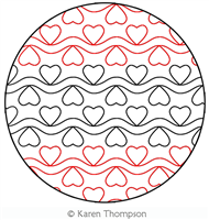 Hearts and Waves Full Row Block by Karen Thompson. This image demonstrates how this computerized pattern will stitch out once loaded on your robotic quilting system. A full page pdf is included with the design download.