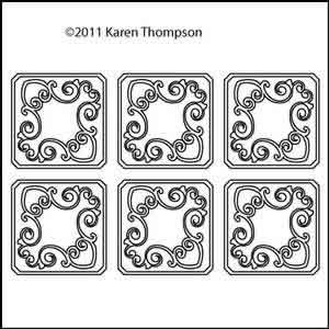 Digital Quilting Design Heart Scroll Coasters by Karen Thompson.