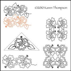 Digital Quilting Design Hibiscus Holiday  Set by Karen Thompson.