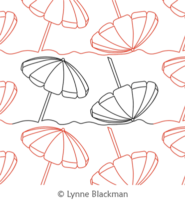 Digital Quilting Design Beach Umbrellas by Lynne Blackman.