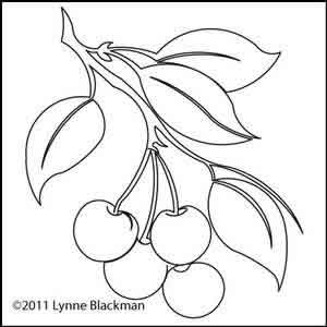 Digital Quilting Design Cherries Block by Lynne Blackman.