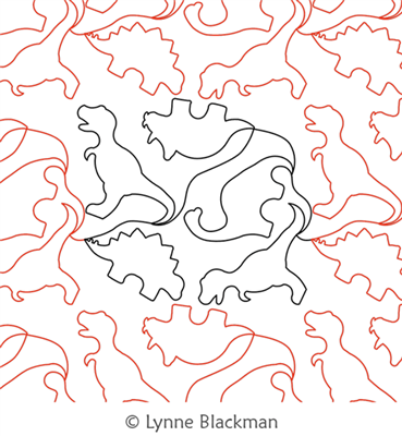 Digital Quilting Design Dinosaur Bones by Lynne Blackman.