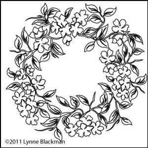 Digital Quilting Design Dogwood Wreath by Lynne Blackman.