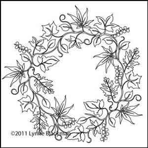 Digital Quilting Design Leaf Wreath 1 by Lynne Blackman.