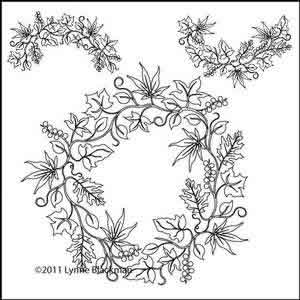 Digital Quilting Design Leaf Wreath 1 Set by Lynne Blackman.