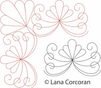 Digital Quilting Design Triple Curl Border and Corner by Lana Corcoran.