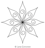 Curled Leaf Line Star by Lana Corcoran. This image demonstrates how this computerized pattern will stitch out once loaded on your robotic quilting system. A full page pdf is included with the design download.