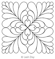 Digital Quilting Design Heart Feather Flower Block by Leah Day.