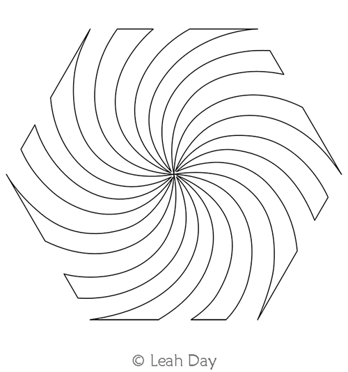 Digital Quilting Design Hexagon Swirl Motif by Leah Day.