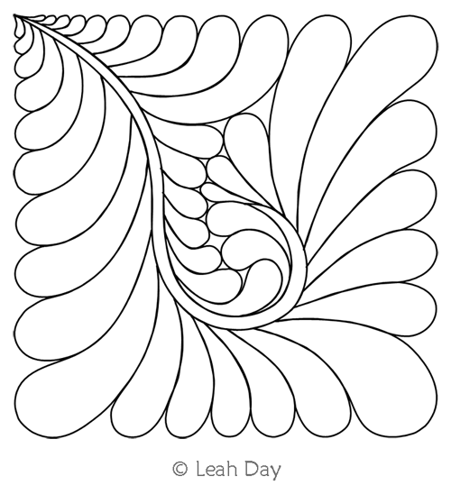 Digital Quilting Design Spiral Feather Block by Leah Day.