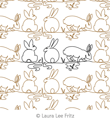 Bunny Trio by LauraLee Fritz. This image demonstrates how this computerized pattern will stitch out once loaded on your robotic quilting system. A full page pdf is included with the design download.