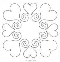 Digital Quilting Design Hearts Abound Block by Lisa Calle.