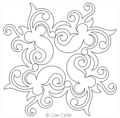 Digital Quilting Design Sprightly Block by Lisa Calle.