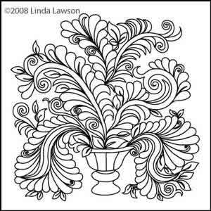 Digital Quilting Design Blooming Elegance Vase by Linda Lawson.