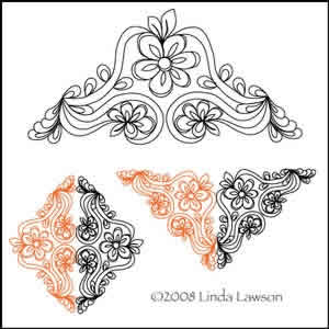 Digital Quilting Design Flowers in the Vine Triangle by Linda Lawson.