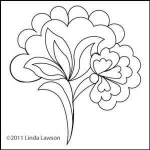 Digital Quilting Design Jacobean Single Flower by Linda Lawson.