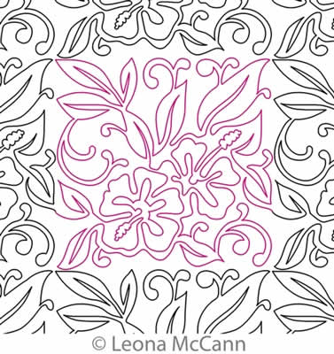 Digital Quilting Design Hawaiian Flower Border and Panto 1 by Leona McCann.