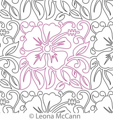 Digital Quilting Design Hawaiian Flower Border and Panto 10 by Leona McCann.