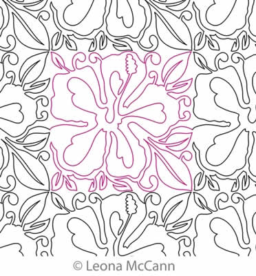 Digital Quilting Design Hawaiian Flower Border and Panto 11 by Leona McCann.