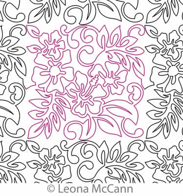 Digital Quilting Design Hawaiian Flower Border and Panto 4 by Leona McCann.