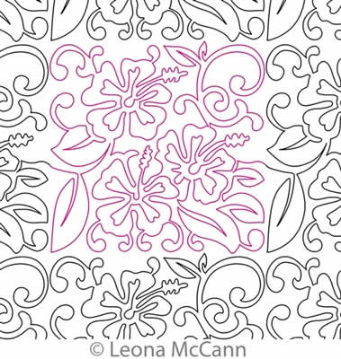 Digital Quilting Design Hawaiian Flower Border and Panto 6 by Leona McCann.