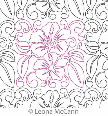 Digital Quilting Design Hawaiian Flower Border and Panto 8 by Leona McCann.