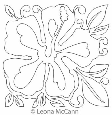Digital Quilting Design Hawaiian Flower Block 11 by Leona McCann.