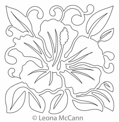 Digital Quilting Design Hawaiian Flower Block 2 by Leona McCann.