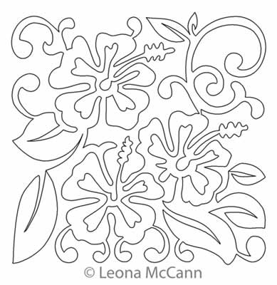 Digital Quilting Design Hawaiian Flower Block 6 by Leona McCann.