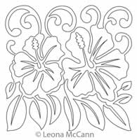 Digital Quilting Design Hawaiian Flower Block 7 by Leona McCann.