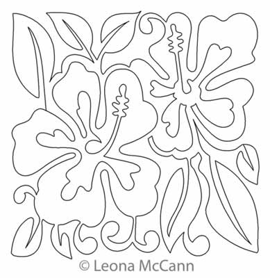 Digital Quilting Design Hawaiian Flower Block 9 by Leona McCann.