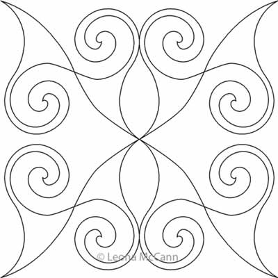 Digital Quilting Design Winged Spiral Block by Leona McCann.