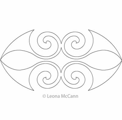 Digital Quilting Design Winged Spiral Rectangle by Leona McCann.