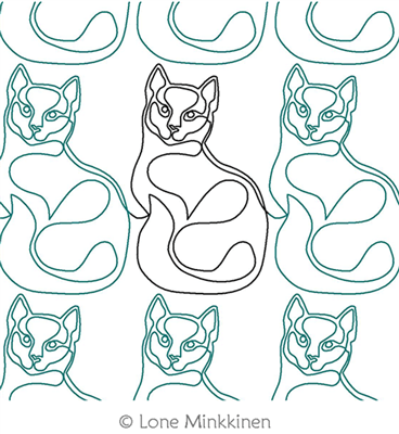 Digital Quilting Design Seated Cat by Lone Minkkinen