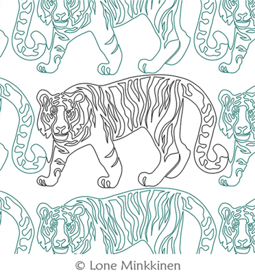 Digital Quilting Design Stalking Tiger by Lone Minkkinen