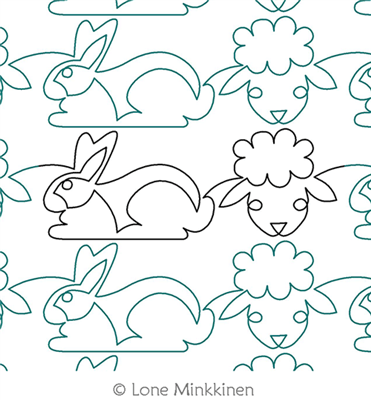 Digital Quilting Design Sweet Bunny and Lamb by Lone Minkkinen