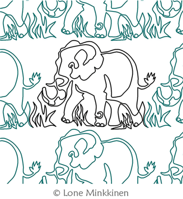 Digital Quilting Design Walking Elephant by Lone Minkkinen