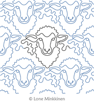 Sheepish by Lone Minkkinen. This image demonstrates how this computerized pattern will stitch out once loaded on your robotic quilting system. A full page pdf is included with the design download.