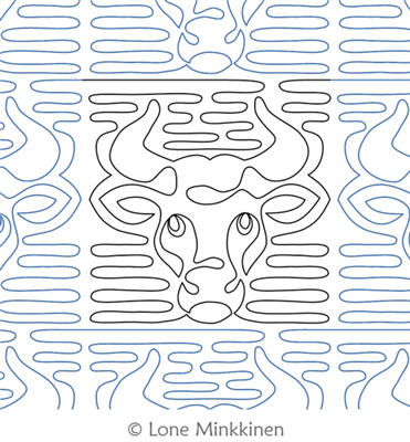 Taurus by Lone Minkkinen. This image demonstrates how this computerized pattern will stitch out once loaded on your robotic quilting system. A full page pdf is included with the design download.