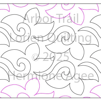 Arbor Trail by Lorien Quilting. This image demonstrates how this computerized pattern will stitch out once loaded on your robotic quilting system. A full page pdf is included with the design download.
