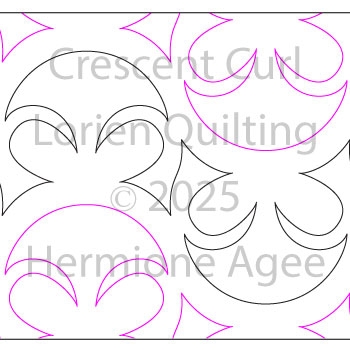 Crescent Curl by Lorien Quilting. This image demonstrates how this computerized pattern will stitch out once loaded on your robotic quilting system. A full page pdf is included with the design download.