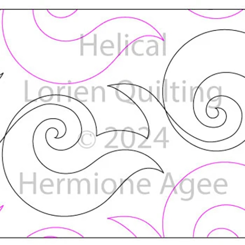 Helical by Lorien Quilting. This image demonstrates how this computerized pattern will stitch out once loaded on your robotic quilting system. A full page pdf is included with the design download.