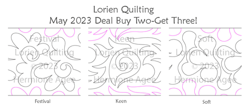 Lorien Pattern Set May 23. This image demonstrates how this computerized pattern will stitch out once loaded on your robotic quilting system. A full page pdf is included with the design download.