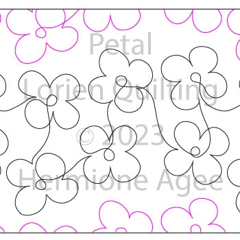 Petal by Lorien Quilting. This image demonstrates how this computerized pattern will stitch out once loaded on your robotic quilting system. A full page pdf is included with the design download.