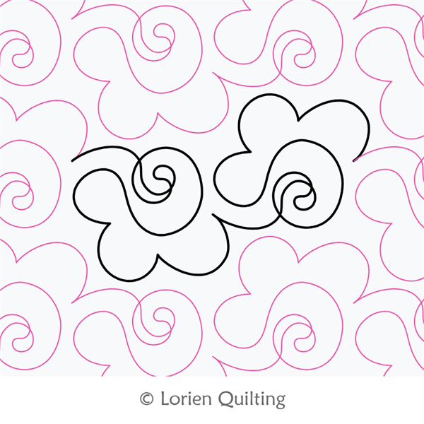 Curlicue by Lorien Quilting. This image demonstrates how this computerized pattern will stitch out once loaded on your robotic quilting system. A full page pdf is included with the design download.