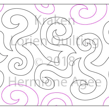 Kraken by Lorien Quilting. This image demonstrates how this computerized pattern will stitch out once loaded on your robotic quilting system. A full page pdf is included with the design download.