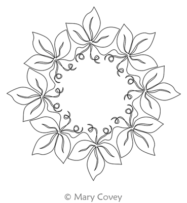 Digital Quilting Design Curling Ivy Wreath by Mary Covey.