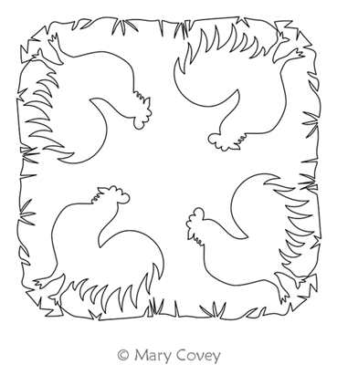 At the Farm Chicken Block by Mary Covey. This image demonstrates how this computerized pattern will stitch out once loaded on your robotic quilting system. A full page pdf is included with the design download.